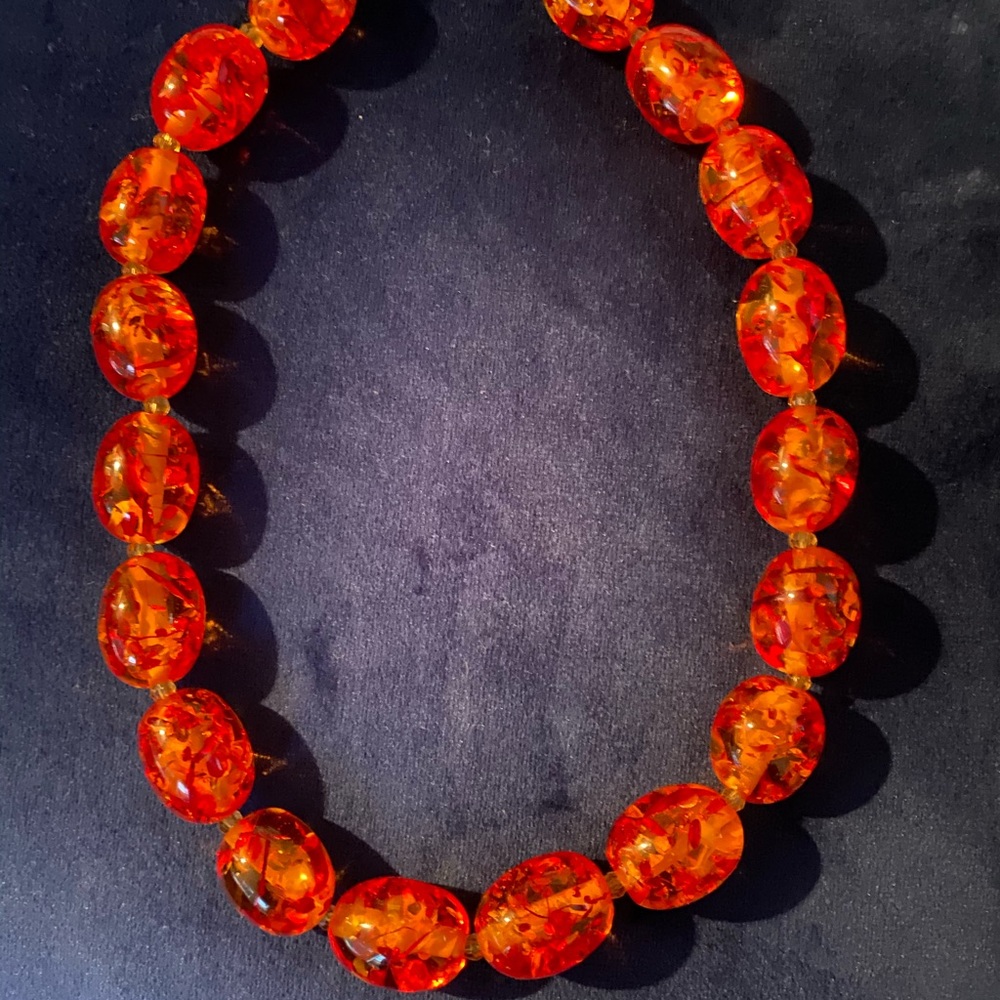 Orange amber like necklace